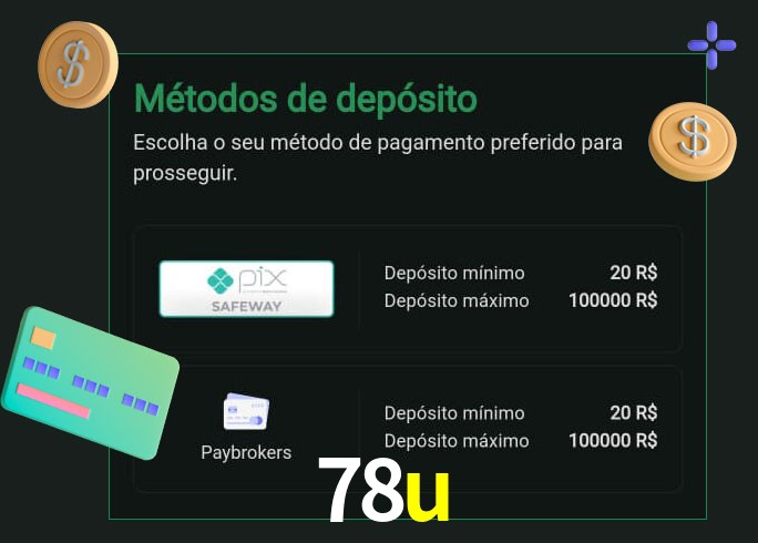 O cassino 78u oferece uma grande variedade de métodos de pagamento